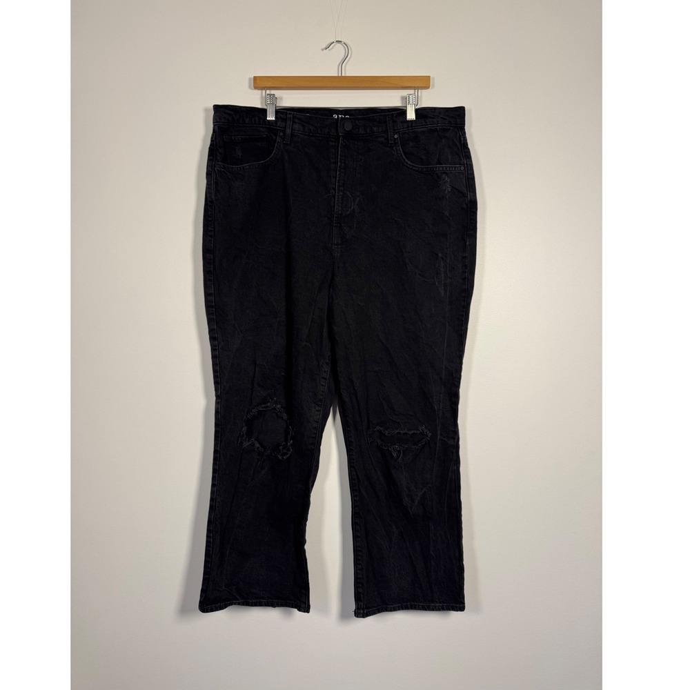 Grunge a.n.a Women 18 Vintage Straight Jeans Black Distressed Highest Rise